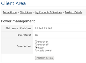 PXE server provisioning systeem te huur-whmcs-clientarea-powermanagement-png